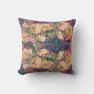 Modern Röd ros Blommigt Botanical Boho Kudde