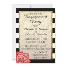 Modern Röd ros Faux Gold Foil Förlovningsfest