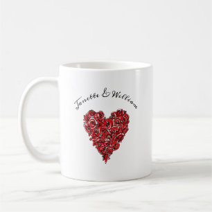Modern Röd ros Heart-Personlig Kaffemugg