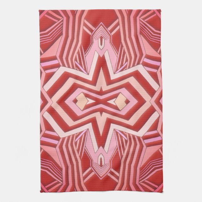 Modern röd rosa geometrisk kökshandduk (Vertikal)