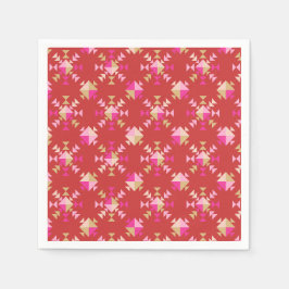 Modern röd rosa guld geometrisk snöflingormönster pappersservett
