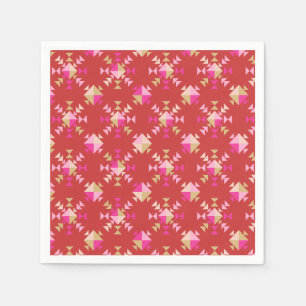 Modern röd rosa guld geometrisk snöflingormönster pappersservett