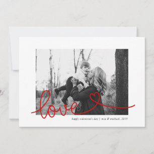 Modern röd skrift   Anpassad valentinefoto Julkort