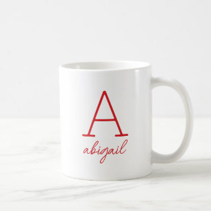 Modern röd skript minimalistisk enkel monogram kaffemugg