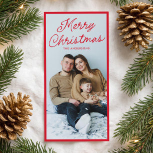 Modern röd skrivstil God Jul Hög Foto Julkort