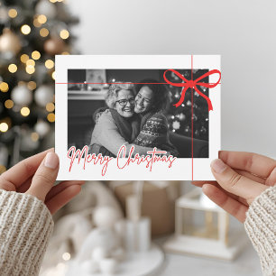 Modern röd slinga God Jul Foto Vykort
