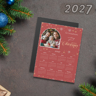 Modern röd snöflinga Foto 2027 Kalender