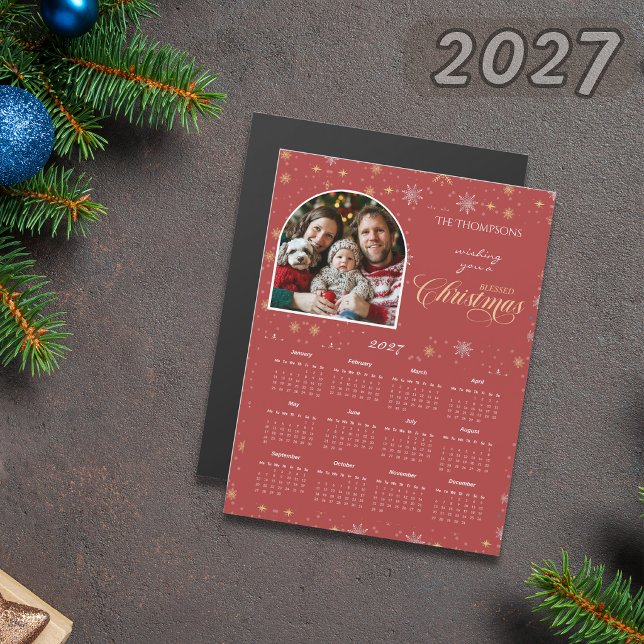 Modern röd snöflinga Foto 2027 Kalender (Skapare uppladdad)