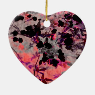 Modern röd svart blomma - stil-designkonst julgransprydnad keramik