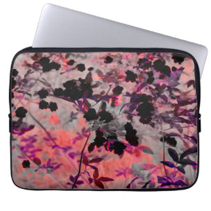 Modern röd svart blomma - stil-designkonst laptop sleeve