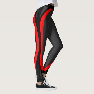 Modern röd svart geometrisk mönster leggings