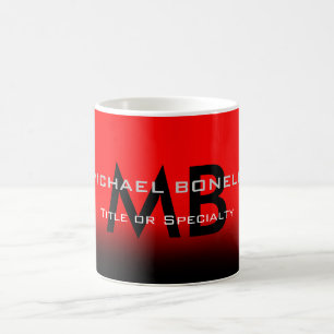 Modern röd svart monogram initialer kaffemugg