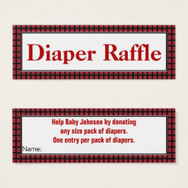 Modern röd, svart och vit förkläde Raffle Litet Visitkort