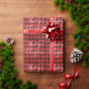 Modern röd svart rutig God Jul semester Presentpapper