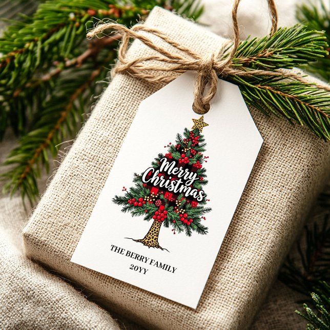 Modern röd svart Tartan presentkort Presentetikett (Modern Red Black Tartan Gift Tag)