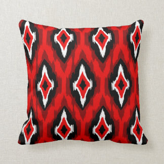 Modern röd svart vit ikat Tribal Mönster 1a Kudde