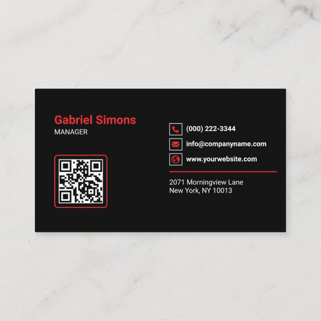 Modern röd triangel byggnadstak QR-kod Visitkort (Baksida)