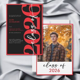 Modern röd typografi examensannonsering inbjudningar