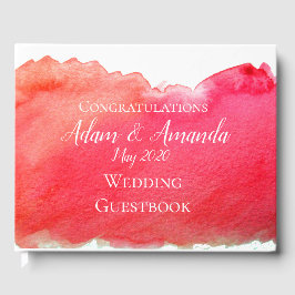 Modern röd vattenfärgskonst bröllop gästböcker