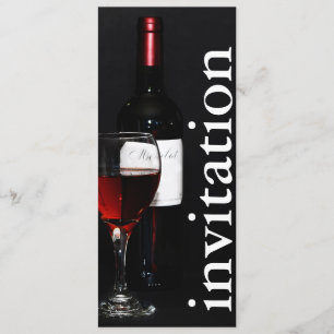Modern röd vin-glas - möhippa för vinprovning inbjudningar