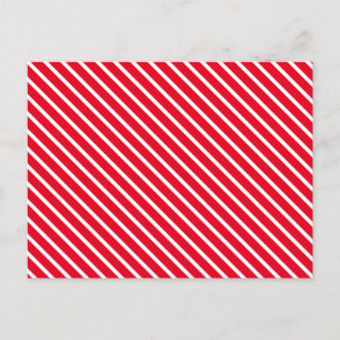 Modern röd vit candy cane diagonal rand vykort