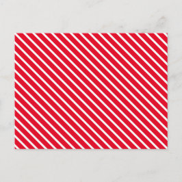 Modern röd vit candy cane diagonal rand vykort