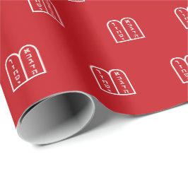 Modern röd, vit judisk Torah mönster Hanukkah Presentpapper