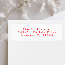 modern röd vit-jultomtetisk returadress etikett