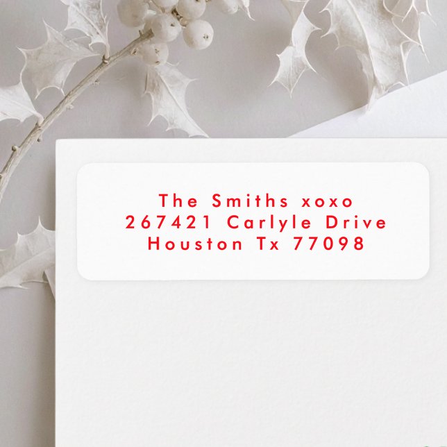 modern röd vit-jultomtetisk returadress etikett (Skapare uppladdad)