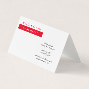 Modern röd vit-minimalistisk Elegant Visitkort