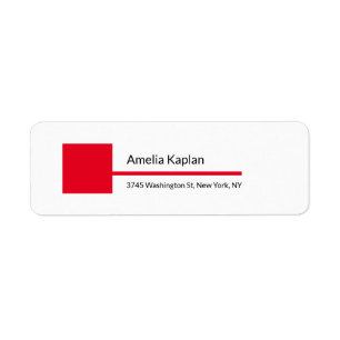 Modern röd vit-minimalistisk Professionell Returadress Etikett