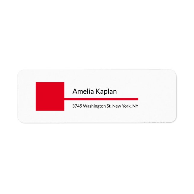Modern röd vit-minimalistisk Professionell Returadress Etikett (Framsidan)