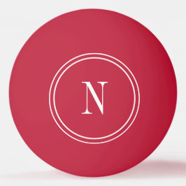 Modern röd & vit monogram initial pingisboll