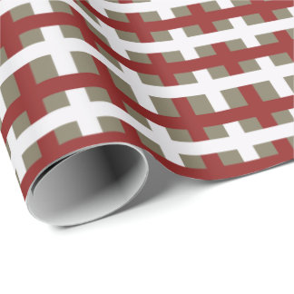 Modern röd vit salvia julrutig presentpapper