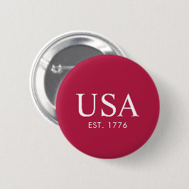 Modern Röd Vit USA Grundad 1776 Knapp