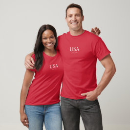 Modern Röd Vit USA Grundad 1776 T Shirt