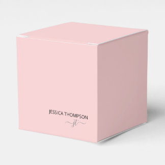 Modern Röda Rosa Flickaktig Enkel Skript Monogram Presentaskar