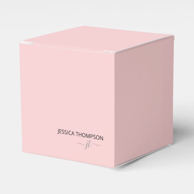 Modern Röda Rosa Flickaktig Enkel Skript Monogram Presentaskar (Framsidan Sidan)