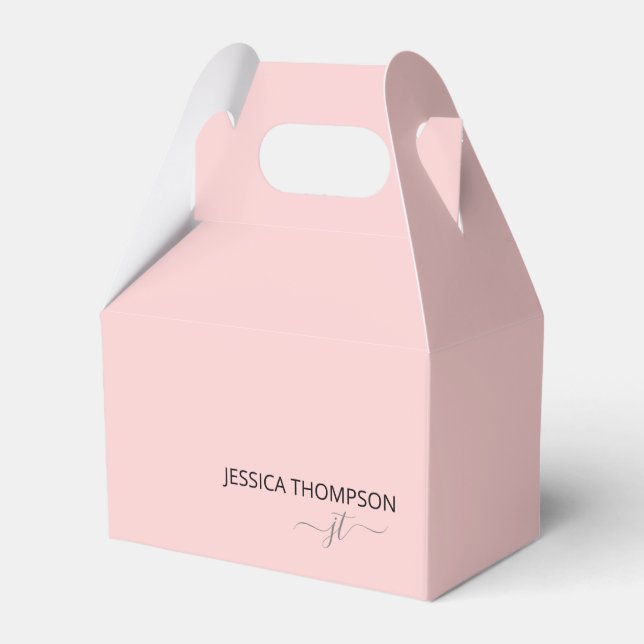 Modern Röda Rosa Flickaktig Enkel Skript Monogram Presentaskar (Framsidan Sidan)