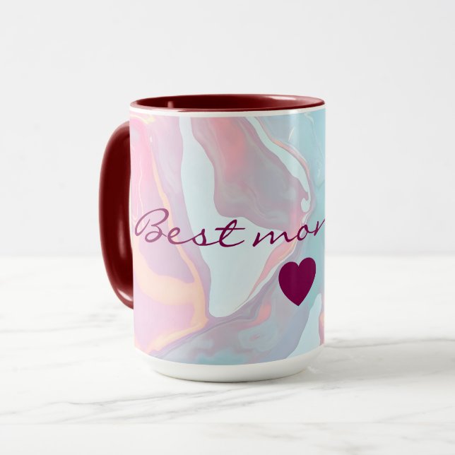 Modern Röda Rosa Mjuk Mint Guld Lyx Kollektion Mugg (Framsida vänster)