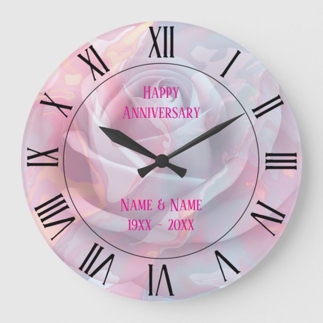 Modern Röda Rosa Mjuk Mint Guld Lyx Kollektion Stor Klocka (Framsida)