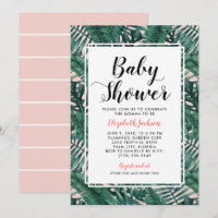 Modern Röda Rosor Tropisk Palmblad Baby Shower