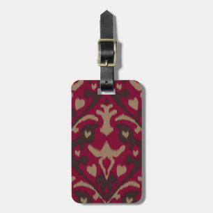 Modern rödbrun ikat-stammen mönster bagagebricka