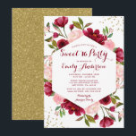 Modern rodna Burgundy blom- sötsak 16 Inbjudningar<br><div class="desc">Blommar rodna söt inbjudan 16 för rosor och burgundy för elegant som presenterar vattenfärg,  och guld- glitter för faux. En härlig design för ett modernt sweet sixteenfödelsedagsfestfirande. Använd de on-line mallfälten för att personifiera för din händelse.</div>
