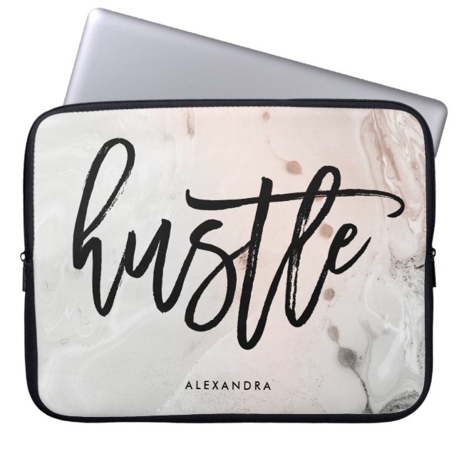 Modern rodna Hustle för rosa- och gråttmarmor | Laptop Sleeve (Framsidan)