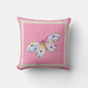 Modern rodna rosa lavendelvattenfärgfjäril kudde