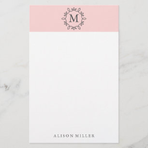 Modern rodna rosa Monogrammed brevpapper