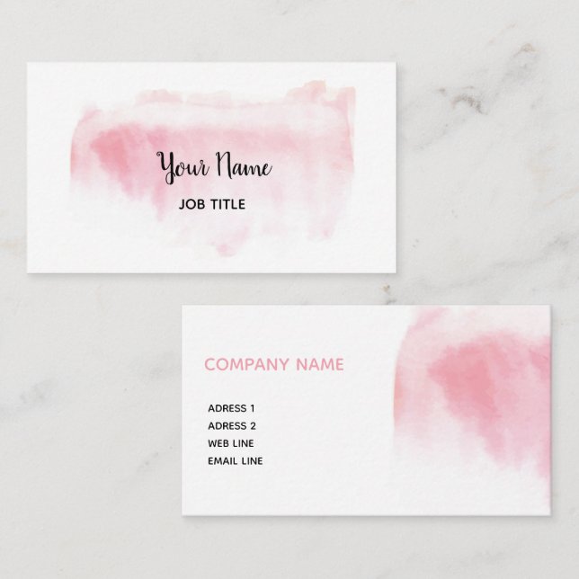 Modern rodna rosa vattenfärgvisitkort visitkort (Fram/baksida)