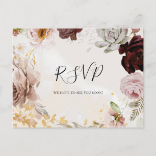 Modern Rodnad Blommig Marmorsång Begäran RSVP Vykort