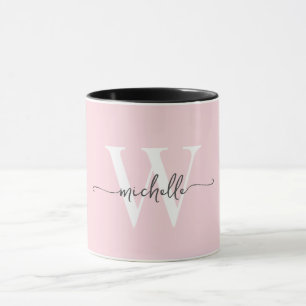 Modern Rodnad Monogram Namn Kalligrafi Skriftstil Mugg
